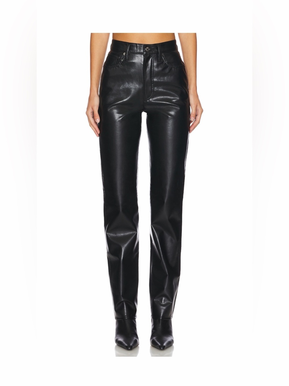 Agolde 90’s Pinch Waist Genuine Leather Pants size 26 NWT